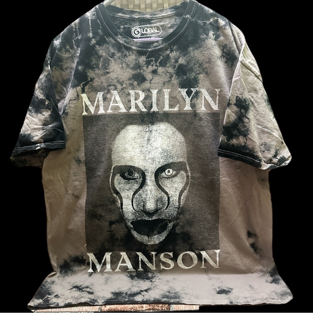 Black Tie-Dye Marilyn Manson Men's Shirt size L